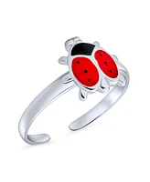 Bling Jewelry Lucky Red Black Ladybug Midi Band Toe Ring Sterling Silver