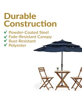 10 ft Outdoor Patio Umbrella with Tilt and Crank - 3-Tier Vented Outdoor Table Umbrella - Navy Blue