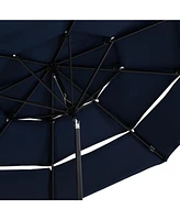 10 ft Outdoor Patio Umbrella with Tilt and Crank - 3-Tier Vented Outdoor Table Umbrella - Navy Blue