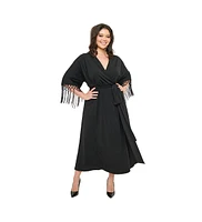 Plus Tie Wrap Surplice Midi Dress