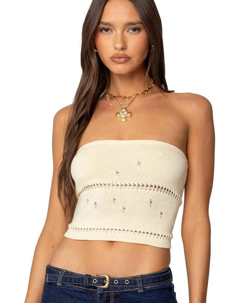 Edikted Womens Belline Knit Strapless Top