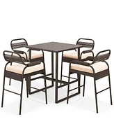 5 Piece Rattan Counter Set with 4 Stools and Polywood Bar Table