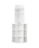 6-Tier Corner Shelf 63" Tall Corner Bookshelf with 2 Usb Ports & Charging Station