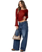 Edikted Womens Katt Lace Up Baggy Jeans