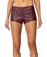 Edikted Womens Melaney Faux Leather Micro Shorts