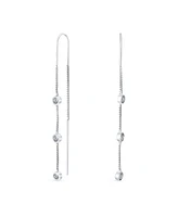 Bling Jewelry Classic Minimalist Dangle Chandelier Earrings with Cz in Sterling Silver Linear Design