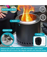 Tabletop Smokeless Fire Pit with Foldable Legs, Storage Bag, and Poker