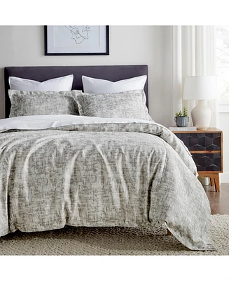 Ihi Home Dakota Cotton Queen Duvet Cover Set/3, Grey