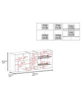 Fm Furniture Wall-Mounted Kitchen Cabinet with Microwave Space, Open Shelves, and Double Doors – Natural Oak and White