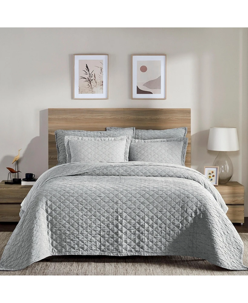 Ihi Home Colmar King Quilt, Set/3, Grey