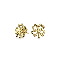 Bling Jewelry Luck of the Irish Celtic Shamrock Stud Earrings in Two Tone Gold & Silver