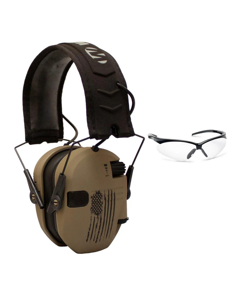 Walker s Razor Shooting Muffs (Distressed Flag) with Shooting Glasses Kit