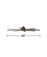 60" Defender Farmhouse Rustic Indoor Outdoor Ceiling Fan 8 Blade Led Light Remote Control Oil Rubbed Bronze Finish Brown Oak Finish Blades Bedroom Liv