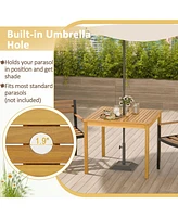 Square Acacia Wood Outdoor Dining Table with Umbrella Hole