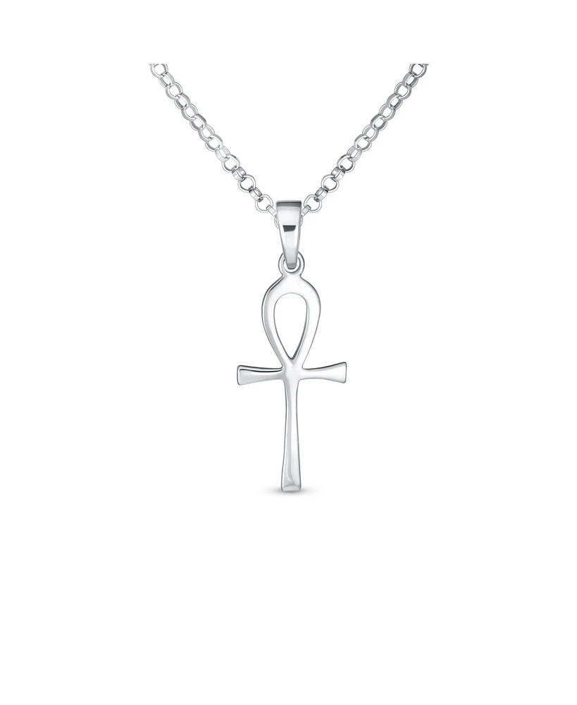 Bling Jewelry Unisex Sterling Silver Ankh Cross Pendant Necklace for Men and