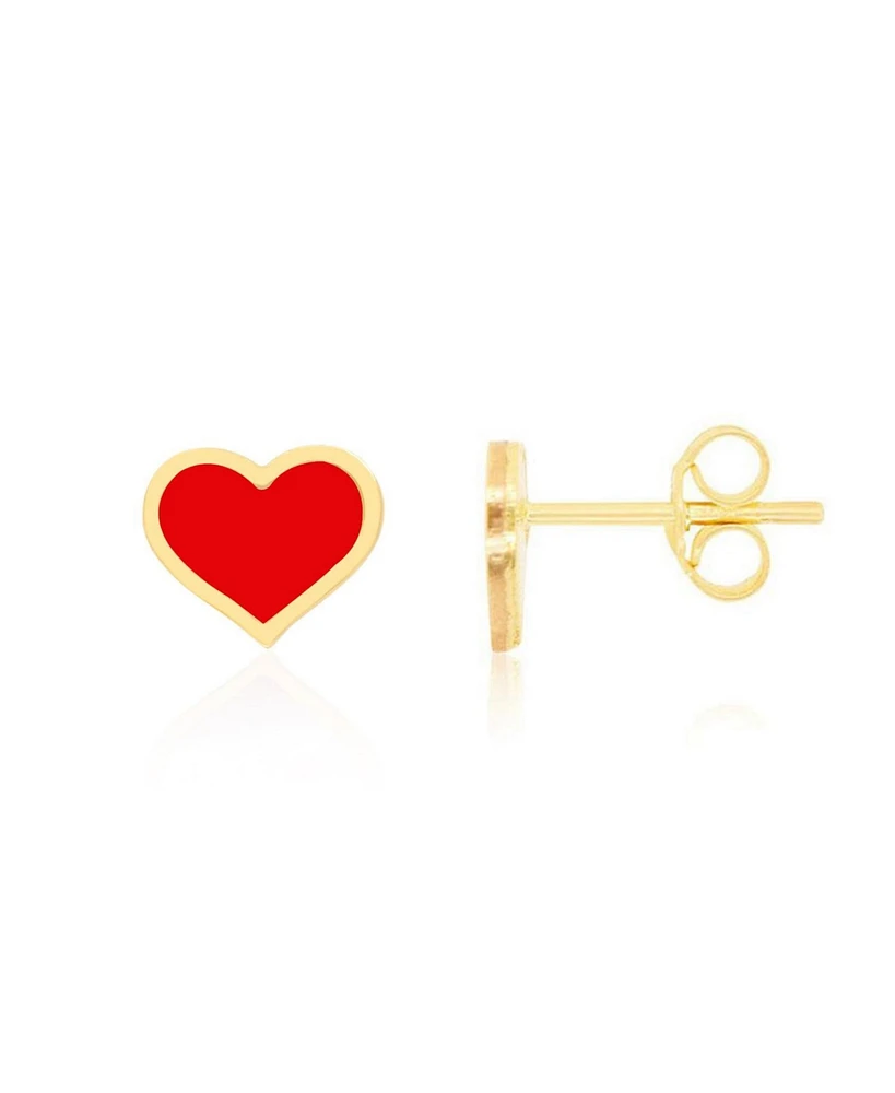 The Lovery Large Coral Heart Stud Earrings 14k Gold