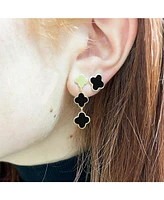 The Lovery Onyx and Gold Clover Drop Earrings 14K Gold