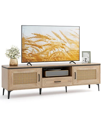 Mid-Century Modern Entertainment Center with 2 Cabinets and Storage Drawer Stylish Tv Stand for Living Room
