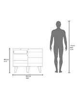 Fm Furniture Red Rock Sideboard with Hairpin Legs, White and Natural Oak Finish