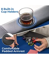 8-Player Texas Hold'em Foldable Poker Table Space-Saving Design with Cup Holders for Game Nights