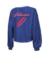 Majestic Women's Keon Coleman Royal Buffalo Bills Name Number Off-Shoulder Script Cropped Long Sleeve V-Neck T-Shirt