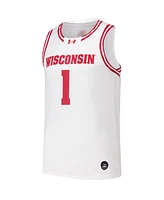 Under Armour Men's 1 White Wisconsin Badgers Replica Basketball Jersey