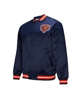 Mitchell & Ness Men's Navy Chicago Bears Double Down Satin Full-Snap Jacket