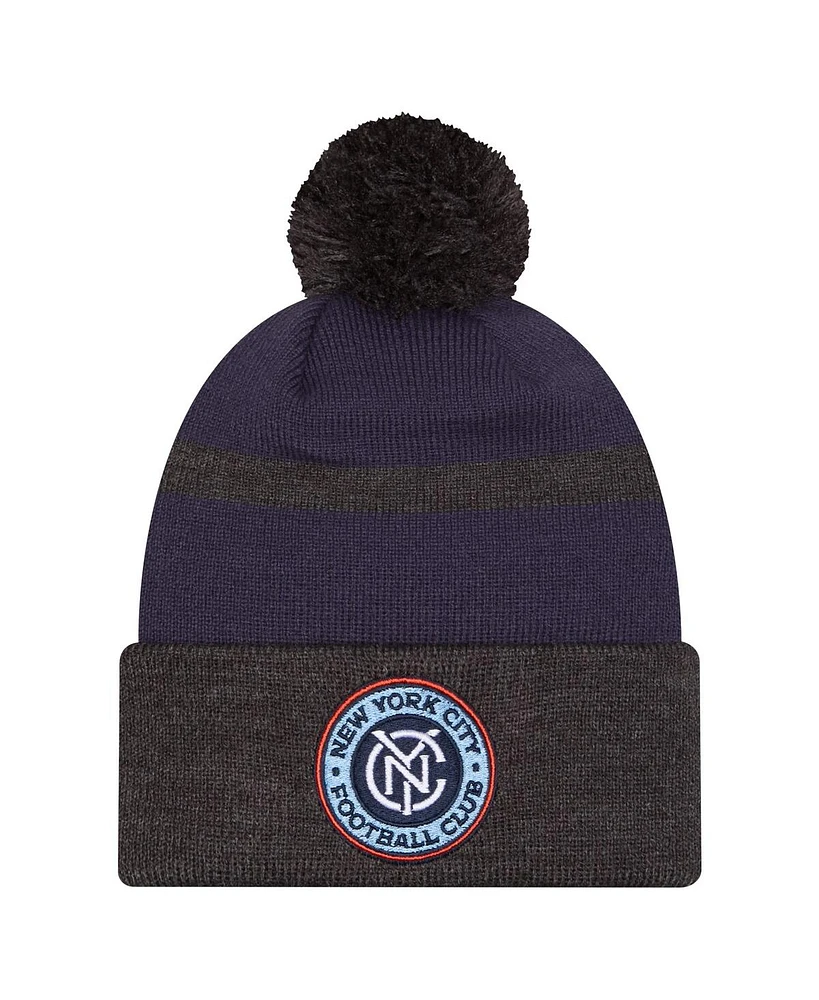 New Era Men's Navy New York City Fc 2025 Kickoff Cuffed with Pom Knit Hat