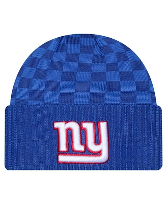 New Era Men's Royal New York Giants Checkered Cuffed Knit Hat