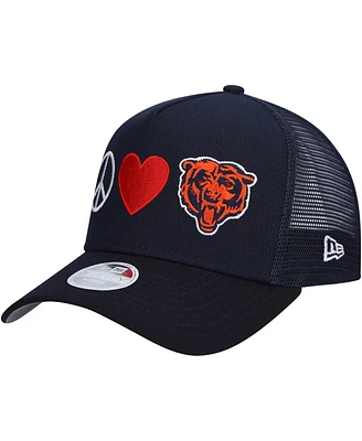 New Era Women's Navy Chicago Bears Peace Love Trucker 9FORTY Adjustable Hat