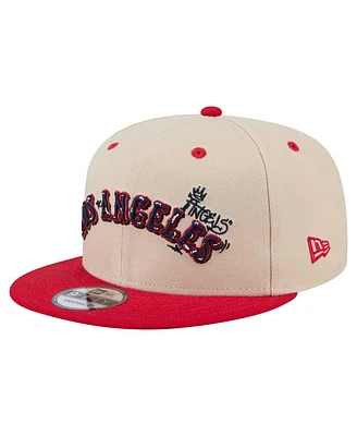 New Era Men's Cream/Red Los Angeles Angels Cooperstown Collection Team Art 9FIFTY Snapback Hat