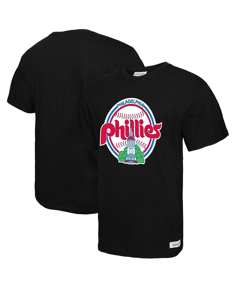 Mitchell & Ness Men's Black Philadelphia Phillies Logo Slub T-Shirt