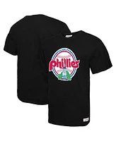 Mitchell & Ness Men's Black Philadelphia Phillies Logo Slub T-Shirt