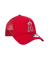 New Era Men's Red Los Angeles Angels 9FORTY A-Frame Trucker Adjustable Hat