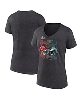 Fanatics Women's Heather Charcoal Kansas City Chiefs vs. Philadelphia Eagles Super Bowl Lix Matchup Plus Final Battle V-Neck T-Shirt