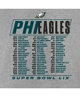 Fanatics Men's Heather Gray Philadelphia Eagles Super Bowl Lix Big Tall Roster T-Shirt