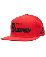 Mitchell & Ness Men's Red Atlanta Braves Corduroy Snapback Hat