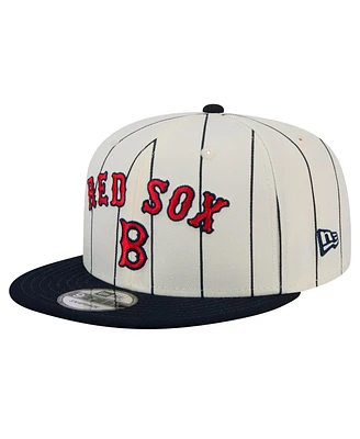 New Era Men's White Boston Red Sox Jersey Pinstripe 9FIFTY Snapback Hat