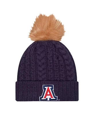 New Era Women's Navy Arizona Wildcats Luxury Cuffed with Pom Knit Hat