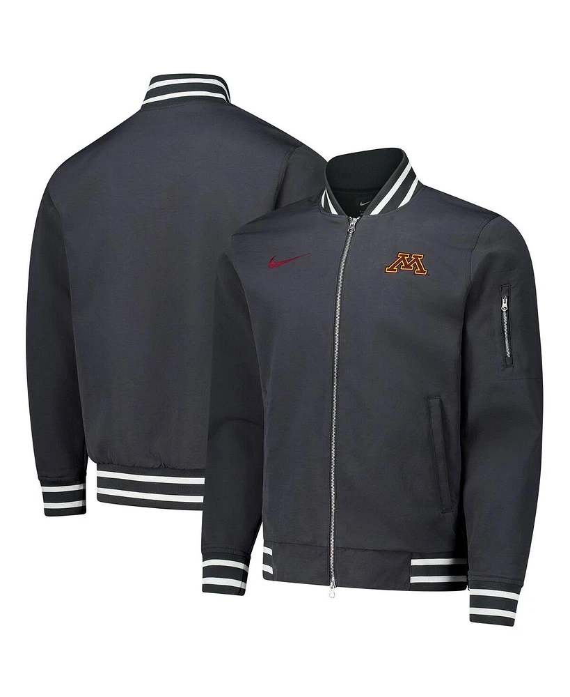 Nike Men's Anthracite Minnesota Golden Gophers Full-Zip Bomber Jacket