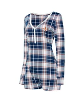 Concepts Sport Women's Navy/Orange Houston Astros Ashford Plaid V-Neck Knit Romper