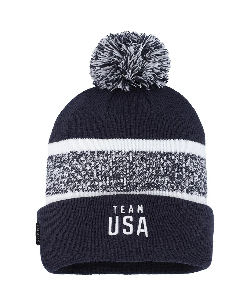 Nike Big Boys and Girls Navy Peak Cuffed with Pom Knit Hat