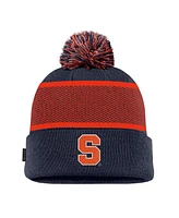 Nike Big Boys and Girls Navy Syracuse Orange 2024 Sideline Peak Cuffed with Pom Knit Hat