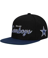 Mitchell & Ness Big Boys and Girls Black/Navy Dallas Cowboys Team Script Snapback Hat