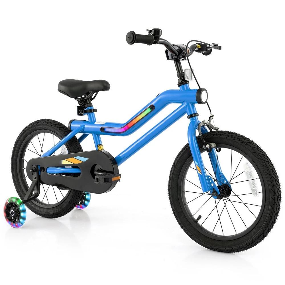 Kids Bike Led Lighted Adjustable with Training Wheels Perfect for 4-7 Years Old Kids