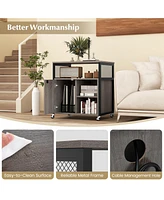 File Cabinet on Wheels with Charging Station and Cable Management Hole for Organized Convenient Office Storage