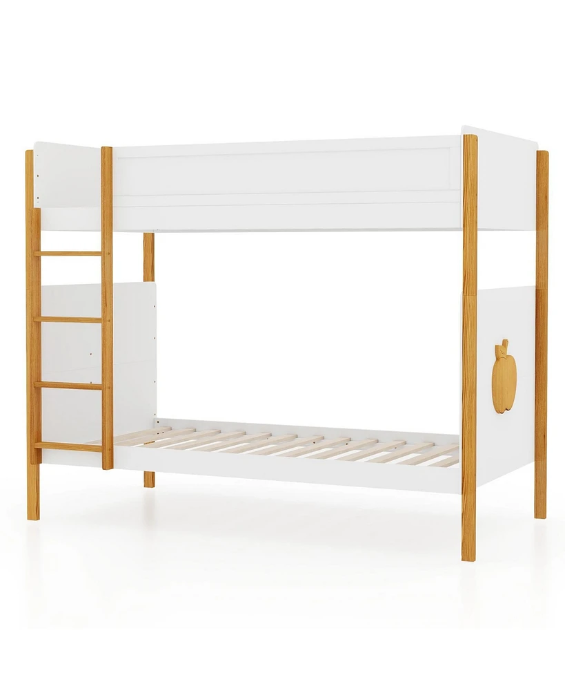 Bunk Bed with Integrated Ladder and Safety Guardrails