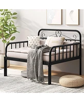 Extendable Metal Daybed to Bed with Guardrails and Armrests