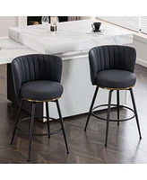 Set of 2 Swivel Bar Stools – Upholstered Bar Chairs with Metal Accents for Kitchen Island, Home Bar, or Dining Room-The Pop Home