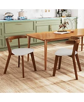 Space-Saving Wood Upholstered Dining Chair Set of 2 with Padded Seat & Curved Back